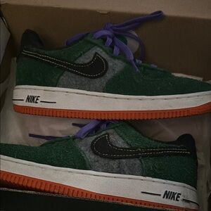 Nike Green and Gray Shoes with Orange Outsoles